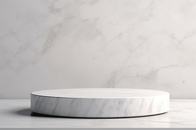 uma mesa redonda com tampo branco que diz “mármore”.