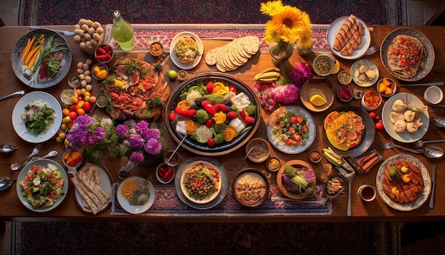 uma mesa tradicional HaftSeen de cima
