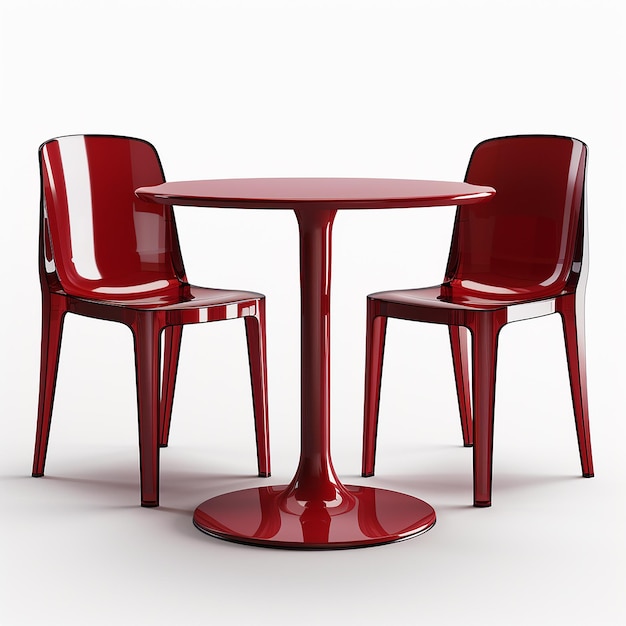 Foto uma mesa vermelha e cadeiras com uma que diz as citações a palavra citação na parte de baixo