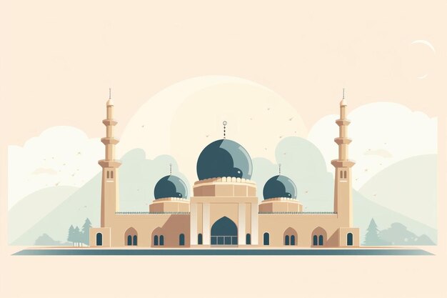 uma mesquita com uma mesquita ao fundo ilustração de arte vetorial