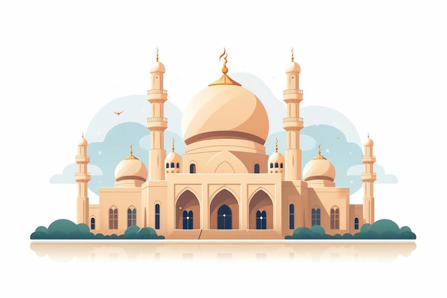 uma mesquita com uma mesquita no fundo ilustração de arte vetorial