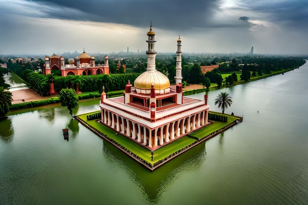 Uma mesquita no meio de um lago