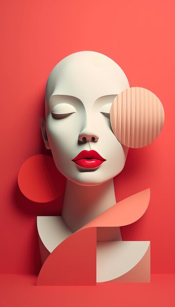 Uma modelo com lábios vermelhos e um fundo vermelho