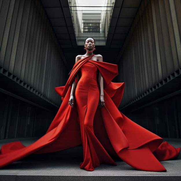 Uma modelo usando vestido elegante