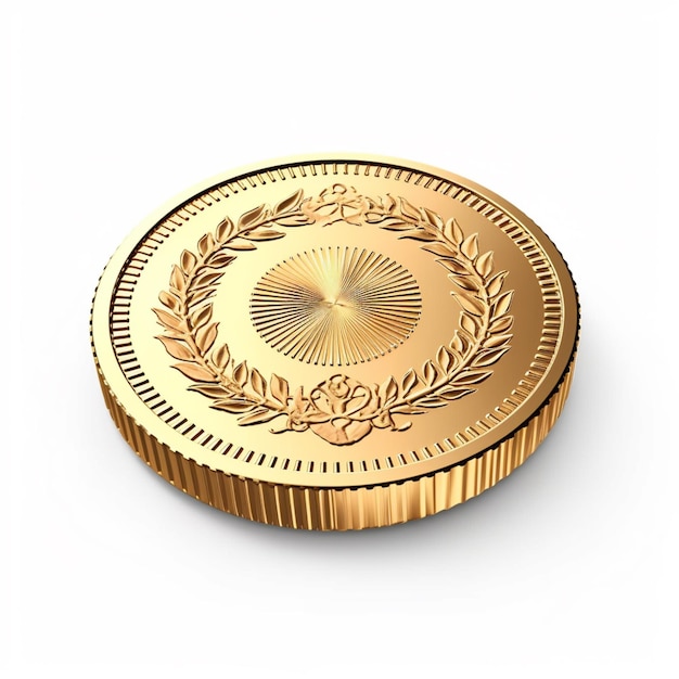 Uma moeda de ouro com uma coroa de flores
