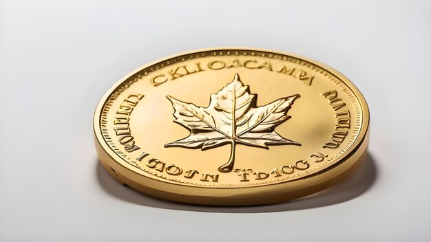uma moeda de ouro com uma folha de bordo