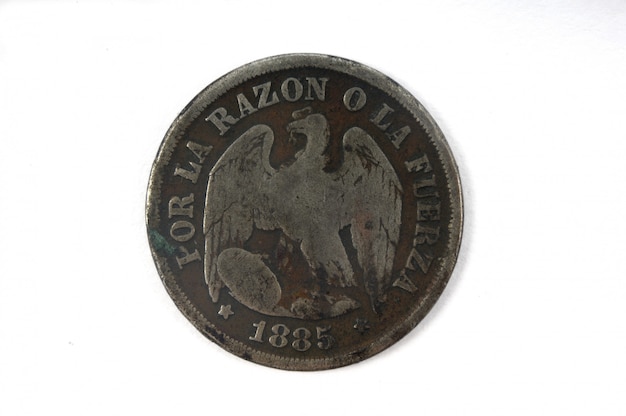 Uma moeda decimo do Chile 1885