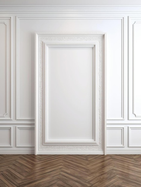 Foto uma moldura branca com uma moldura branca na parede.