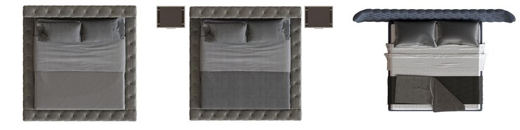 Foto uma moldura de cama com fundo branco