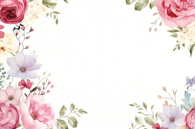 Uma moldura de flores e folhas