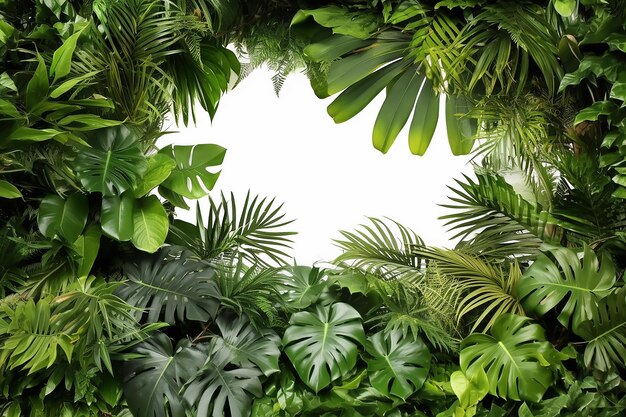 uma moldura de galhos de palmeira com folhas verdes IA generativa