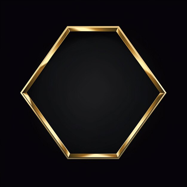 Foto uma moldura de pentágono dourado em um fundo preto