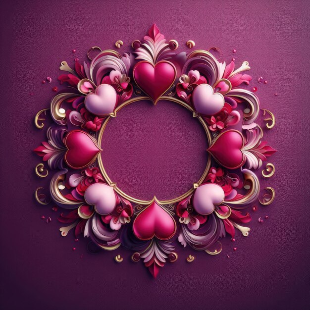 uma moldura em forma de coração com várias decorações