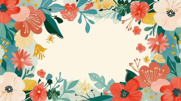 Uma moldura floral vibrante cheia de cores e charme da natureza