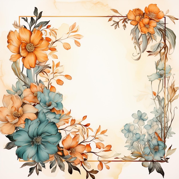 uma moldura ornamentada vintage com linhas ornamentadas em um fundo envelhecido no estilo de padrões de folhas e flores