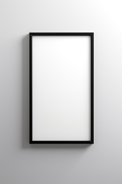 Uma moldura preta em uma parede com uma sombra no estilo minimalista moderno 8k 3d branco minimalista imagens iluminado cartaz marfim ar 23 Job ID ff7e9b59757e4fc48f9c8c393a10c349