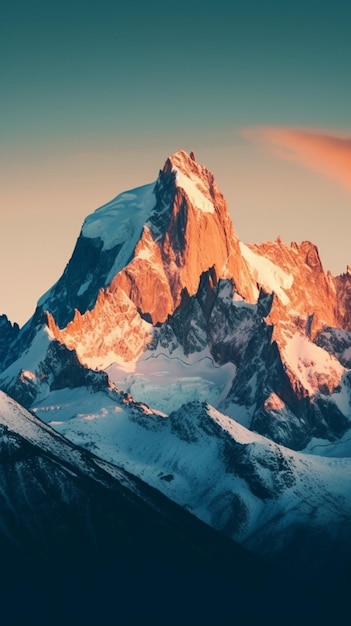 Uma montanha com neve e gelo