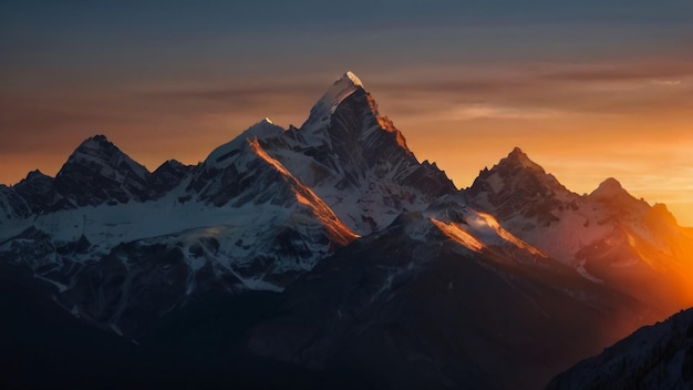 uma montanha com um pôr-do-sol no fundo