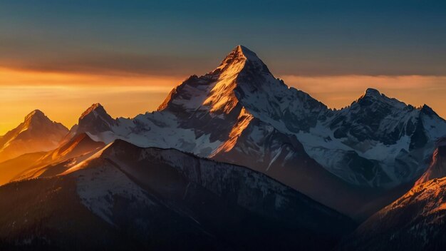 uma montanha com um pôr-do-sol no fundo