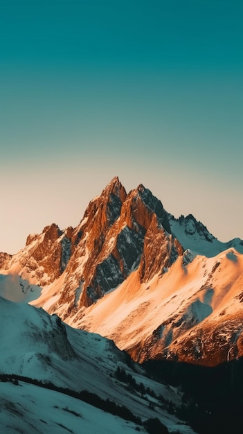 Uma montanha com uma montanha de neve ao fundo