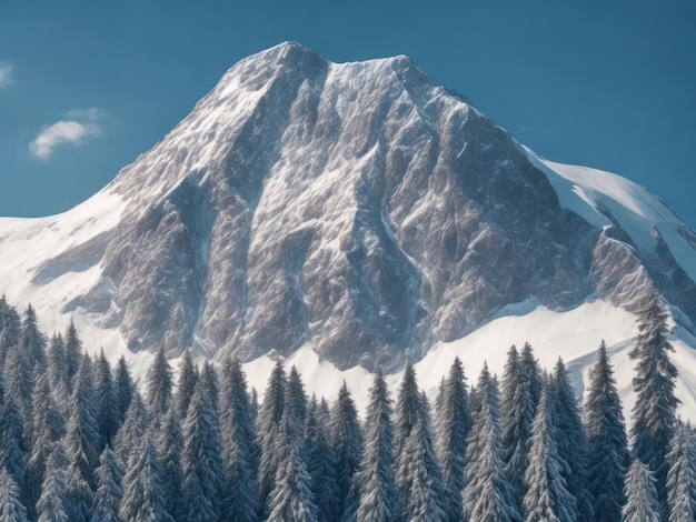 Uma montanha de neve com uma montanha de neve ao fundo.