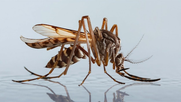 uma mosca com uma mosca na cabeça e uma mosca no lado