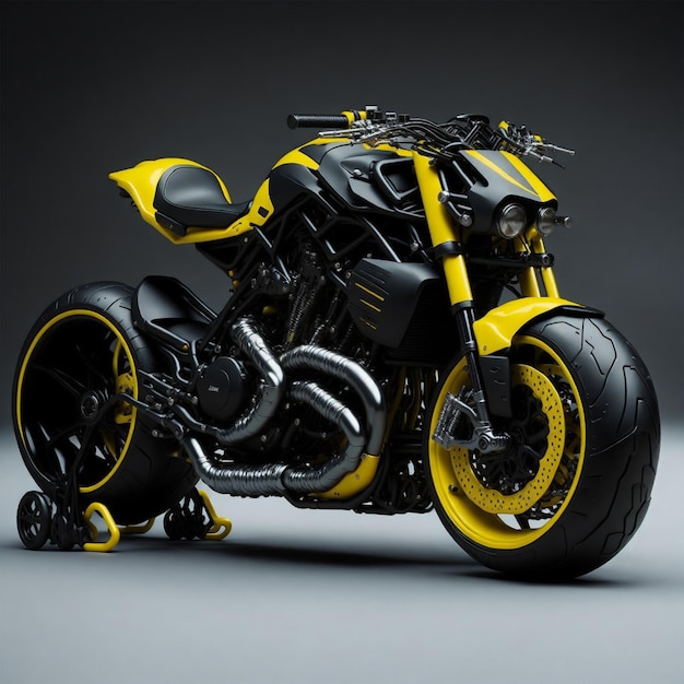 Uma motocicleta amarela e preta com a palavra ducati na frente.