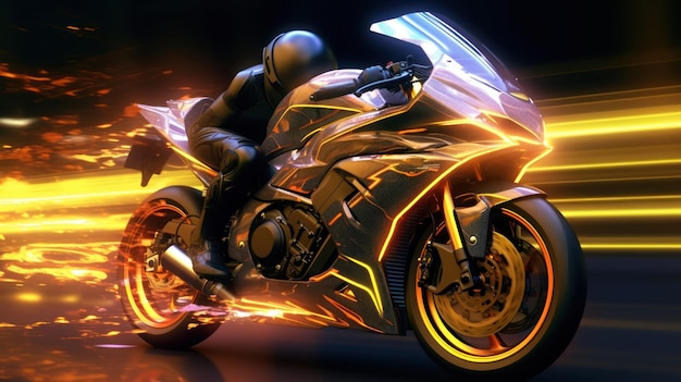 Uma motocicleta com chamas e a palavra velocidade nela