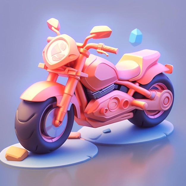 uma motocicleta rosa com um corpo rosa e uma roda preta3D conceito de motocicleta design de viagem de férias co