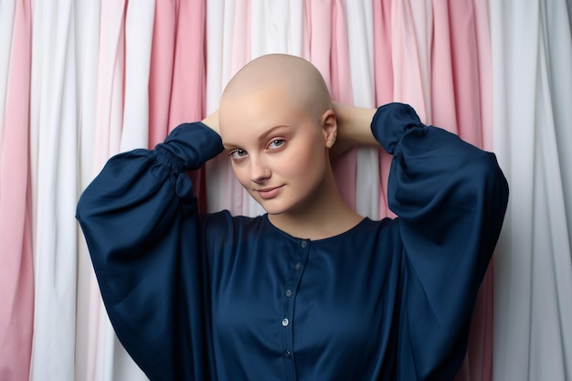 Foto uma mulher careca luta contra o câncer de mama