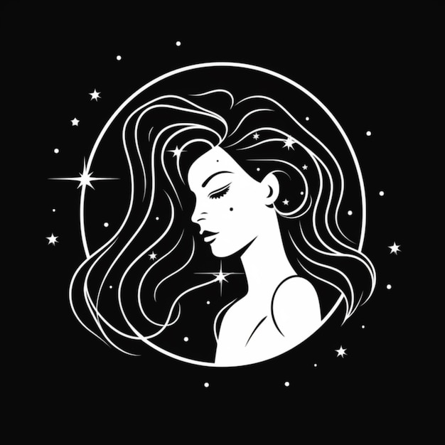 Uma mulher com cabelo comprido e estrelas em seu cabelo generative ai