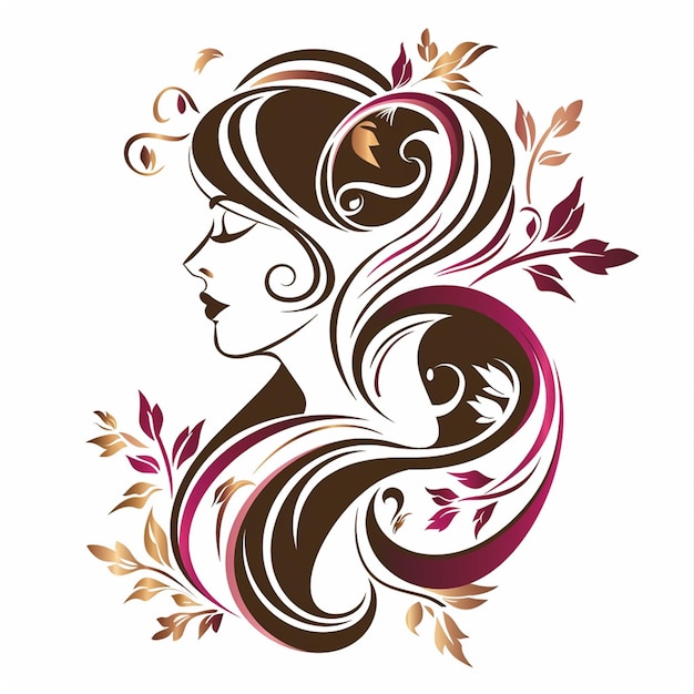 uma mulher com cabelos longos e um belo desenho de um rosto de mulher