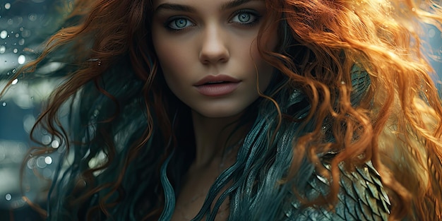 uma mulher com longos cabelos ruivos