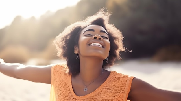 Uma mulher com rostos de cores diferentes no rosto