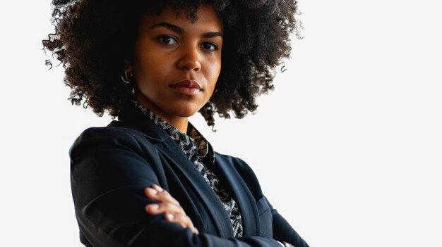 Foto uma mulher com um afro está posando para uma foto esta imagem pode ser usada para vários propósitos, como editoriais de moda, postagens em redes sociais ou coleções de fotografia de estoque.