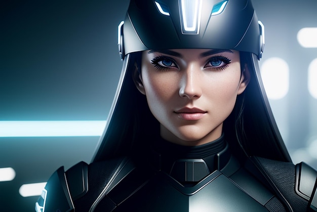 Uma mulher com um capacete e um capacete que diz 'marvel' nele