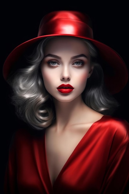 Uma mulher com um chapéu vermelho