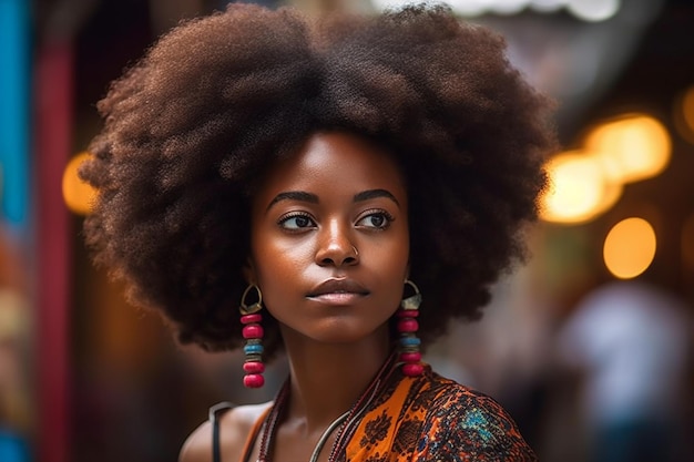 Uma mulher com um estilo de cabelo natural