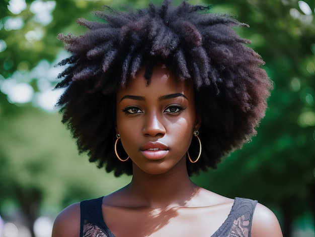 Uma mulher com um estilo de cabelo natural