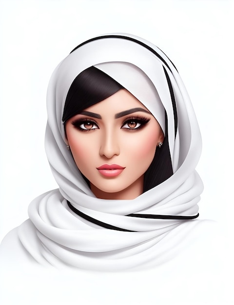 Uma mulher com um lenço na cabeça é pintada em estilo 3d.