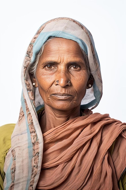 uma mulher com um lenço na cabeça