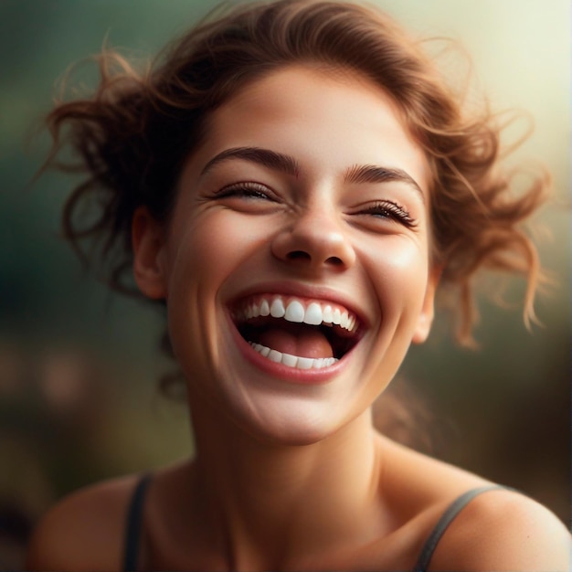 uma mulher com um sorriso que diz citação ela sorrindo citação
