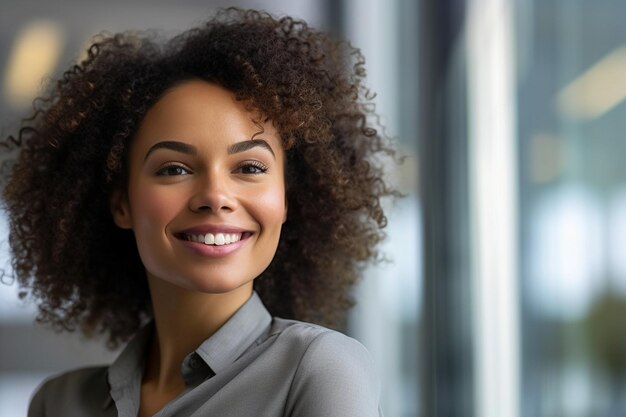 Uma mulher com um sorriso que diz "natural".