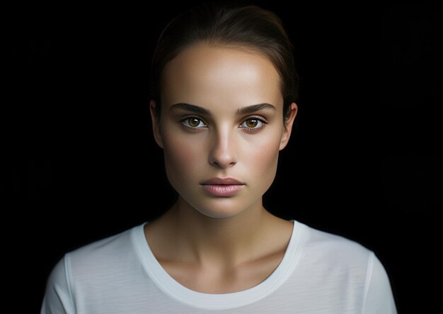 Foto uma mulher com uma camisa branca que diz natural na frente