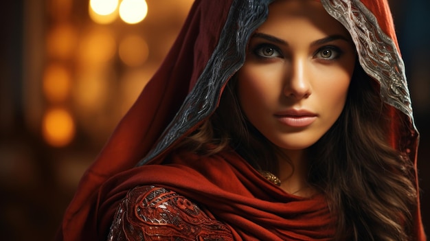Foto uma mulher com uma capa árabe