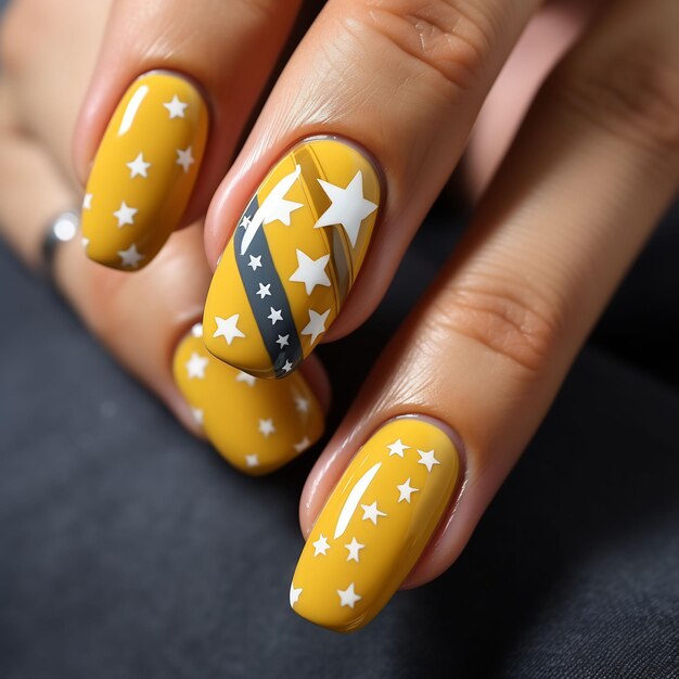 uma mulher com uma estrela nas unhas