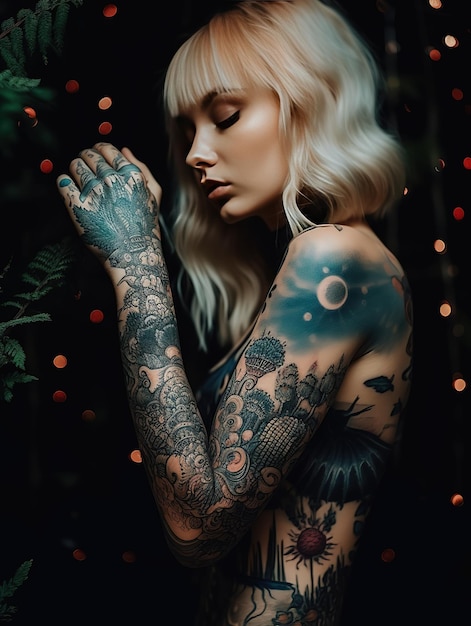 Uma mulher com uma tatuagem no braço