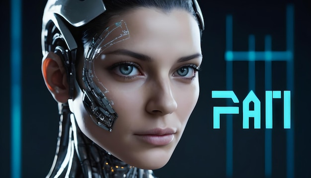 uma mulher como um robô representação de IA feminina
