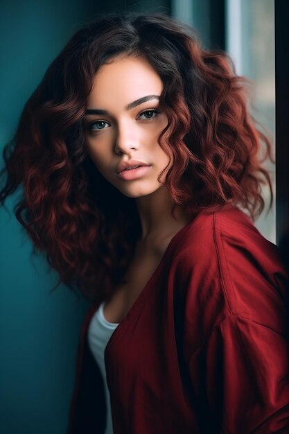 uma mulher de cabelo vermelho encaracolado