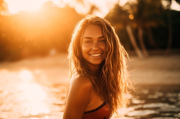 Uma mulher de cabelos compridos sorri para a câmera.